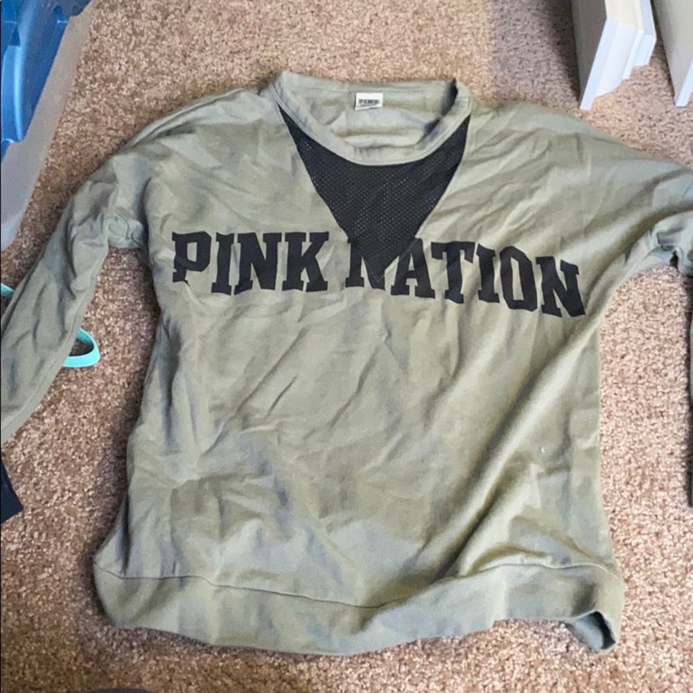 Army green pink nation long sleeve top